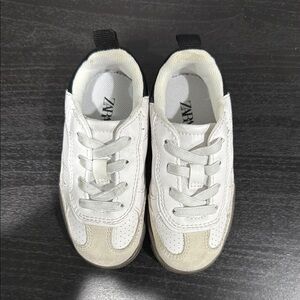 Zara Kids White and Tan Slip-on Sneakers